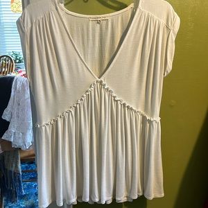 Copper key knit top with ruffle Medium